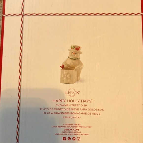 Lenox Happy Holly Days Snowman Treat Dish Brand New - Picture 2 of 4